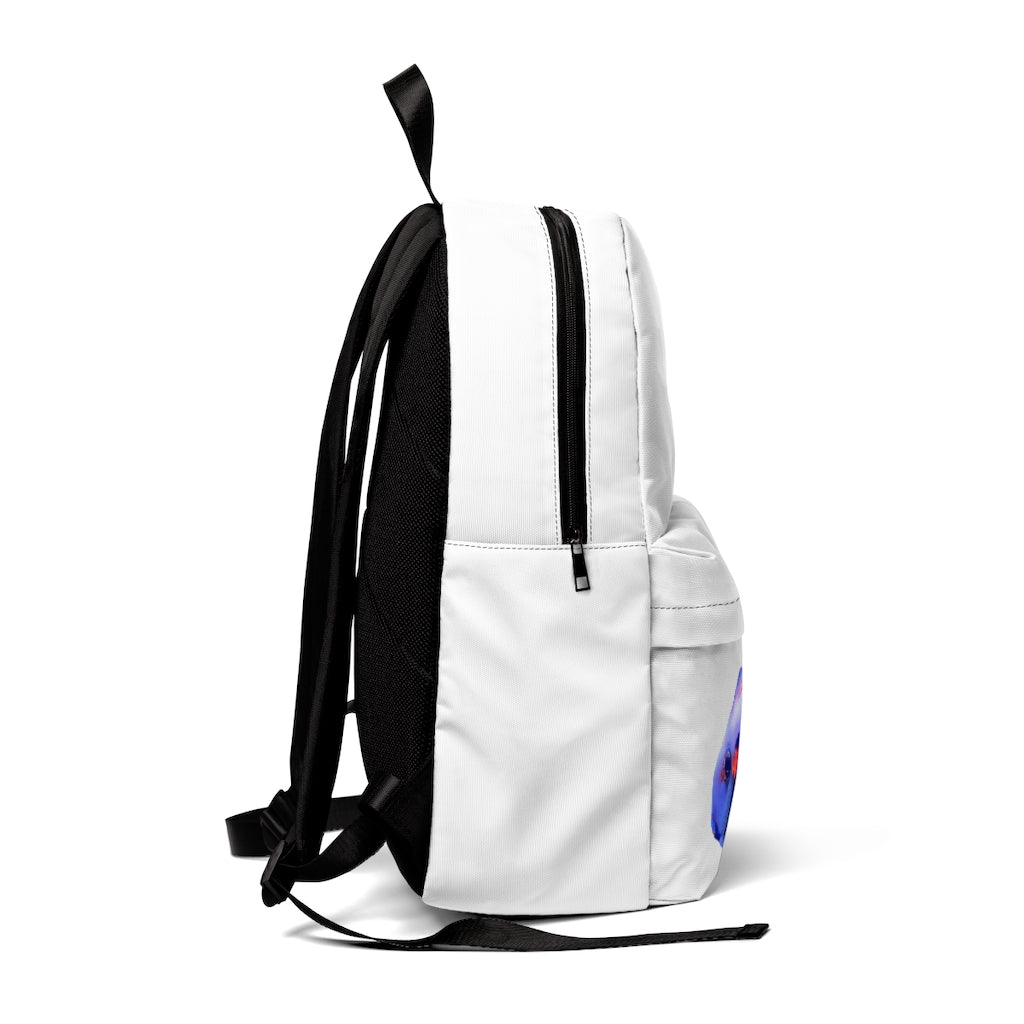 Light White Fish Unisex Classic Backpack featuring durable nylon, adjustable straps, and a stylish design suitable for school and travel.