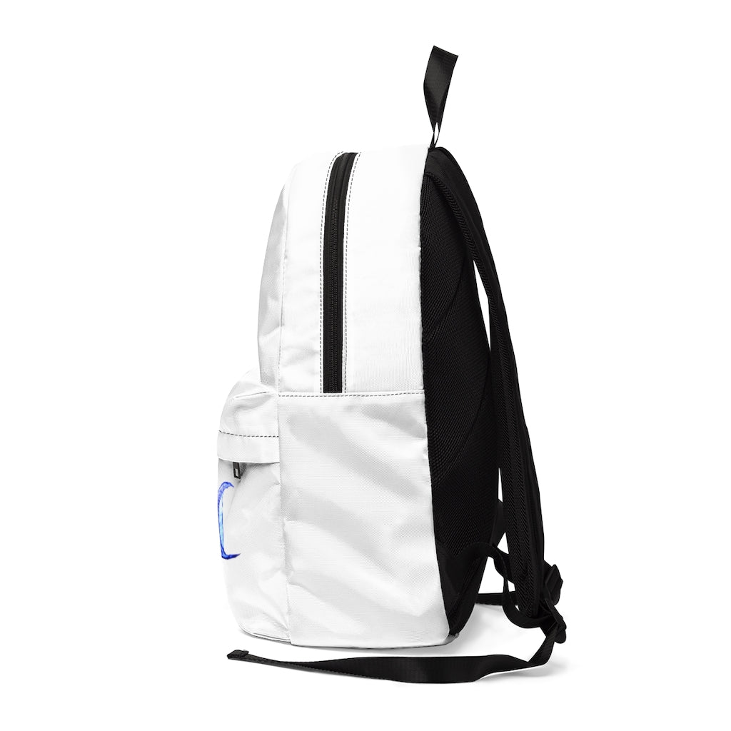 Light White Fish Unisex Classic Backpack featuring durable nylon, adjustable straps, and a stylish design suitable for school and travel.