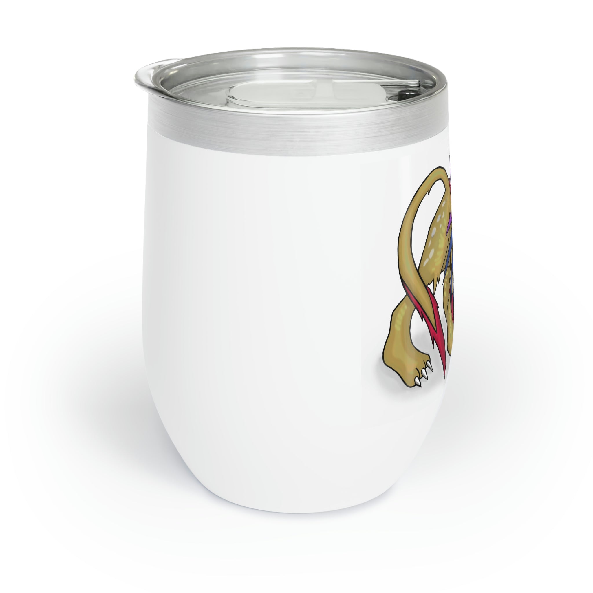 Lilions Chill Wine Tumbler in stainless steel with customizable design, perfect for keeping drinks hot or cold.