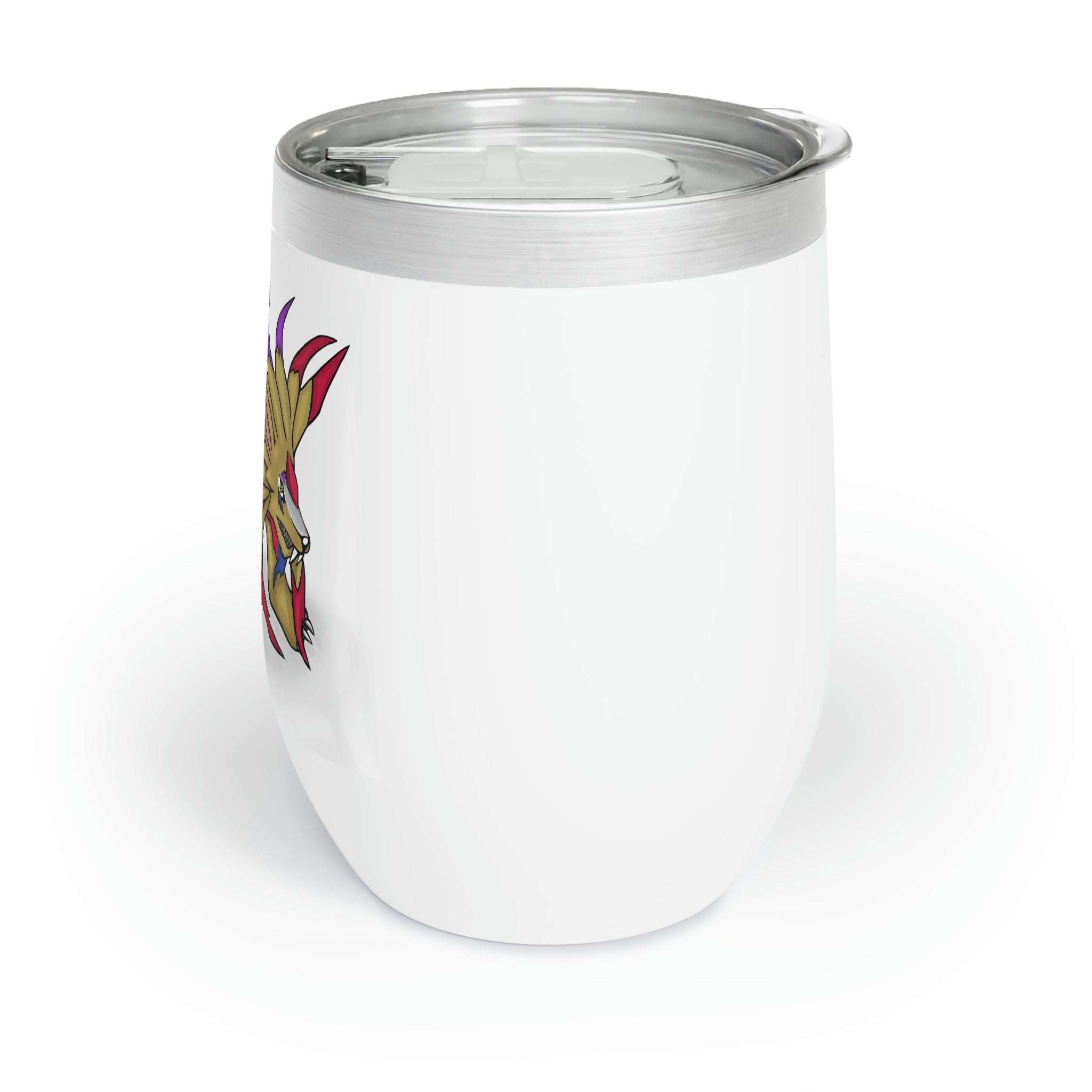 Lilions Chill Wine Tumbler in stainless steel with customizable design, perfect for keeping drinks hot or cold.