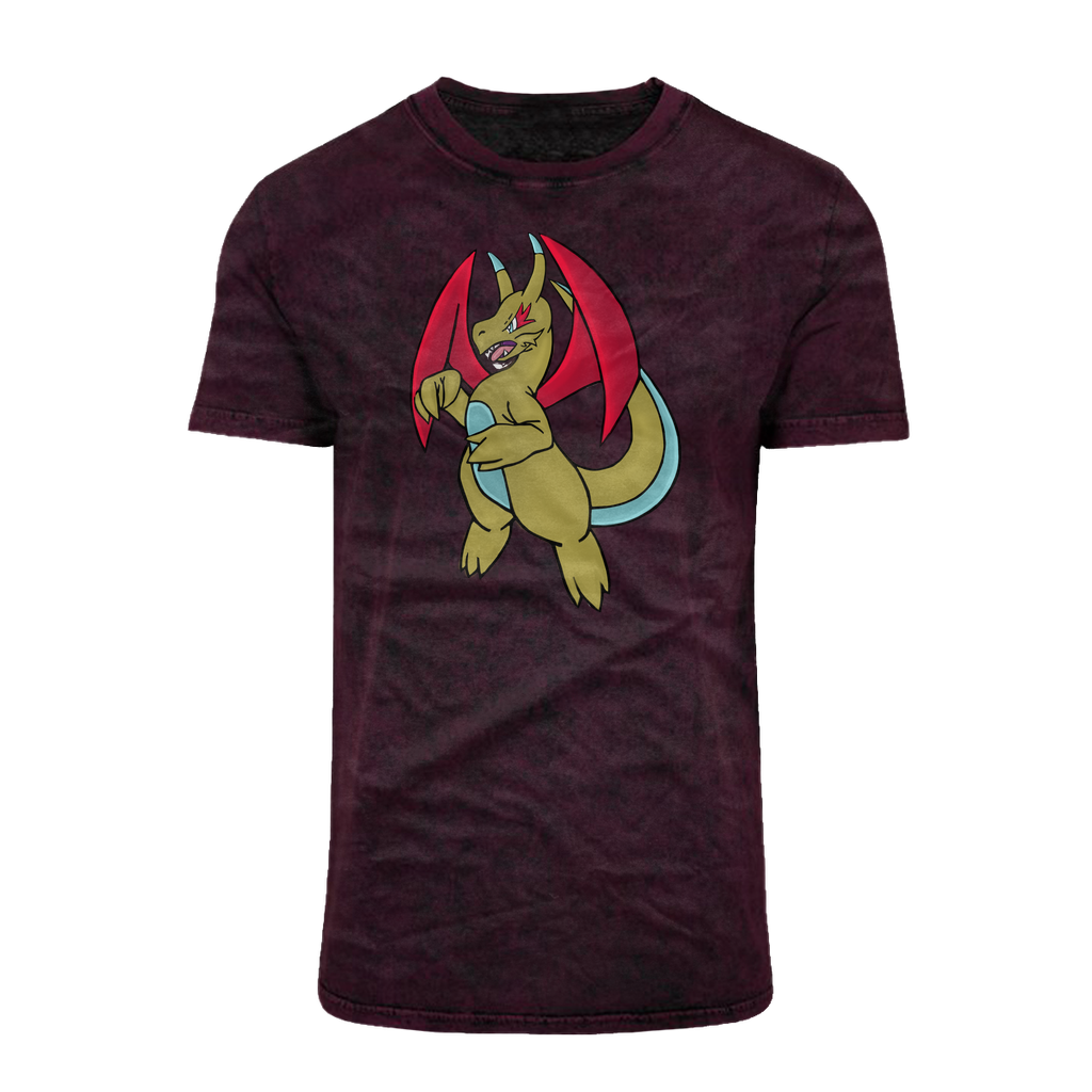 Liloongoga Acid Washed T-Shirt featuring a classic cut, crew neck, and unique batik-like acid wash design.