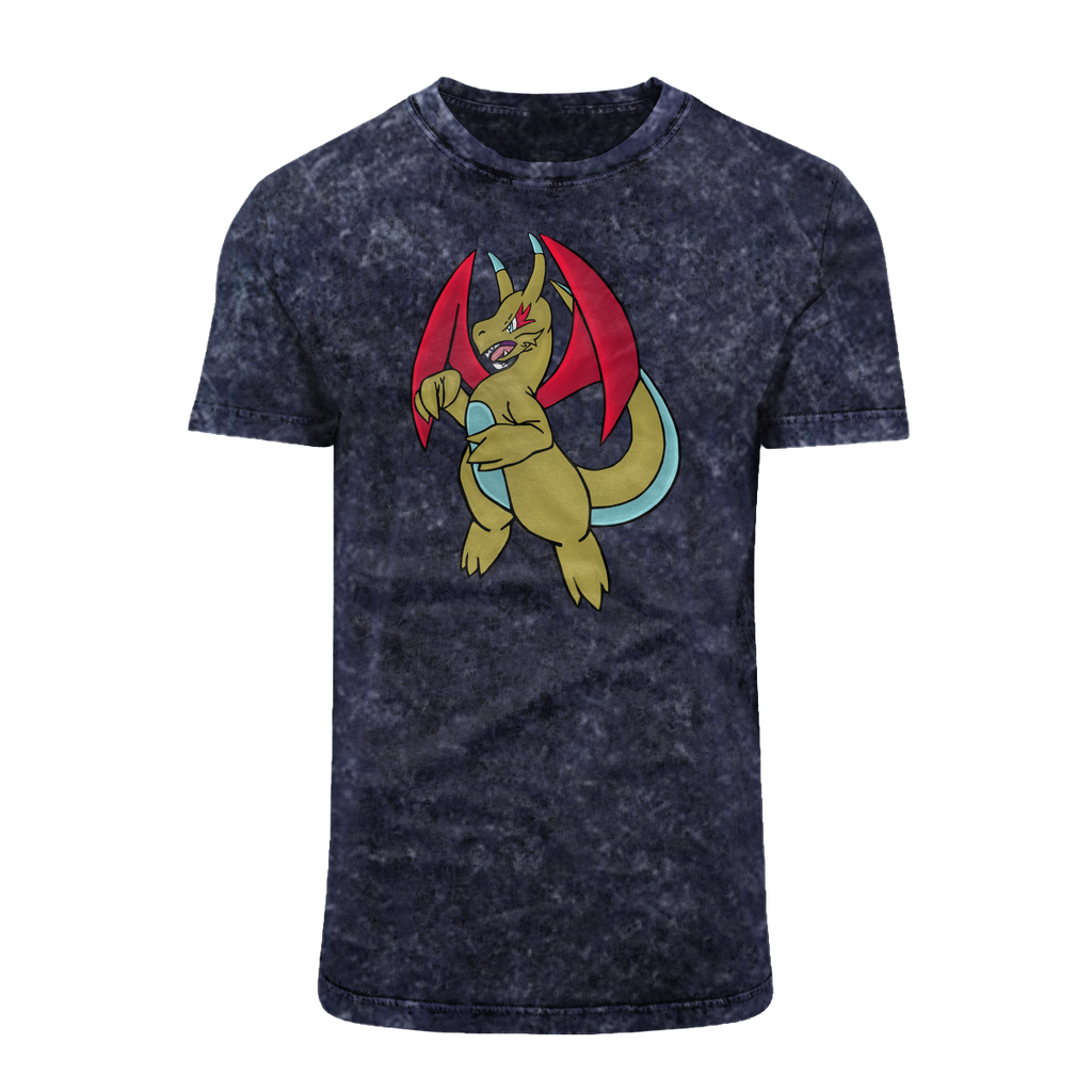 Liloongoga Acid Washed T-Shirt featuring a classic cut, crew neck, and unique batik-like acid wash design.