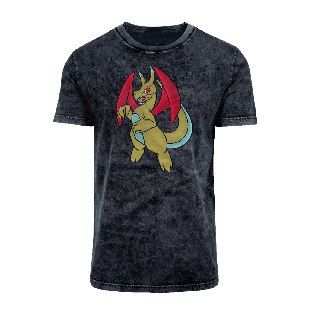 Liloongoga Acid Washed T-Shirt featuring a classic cut, crew neck, and unique batik-like acid wash design.