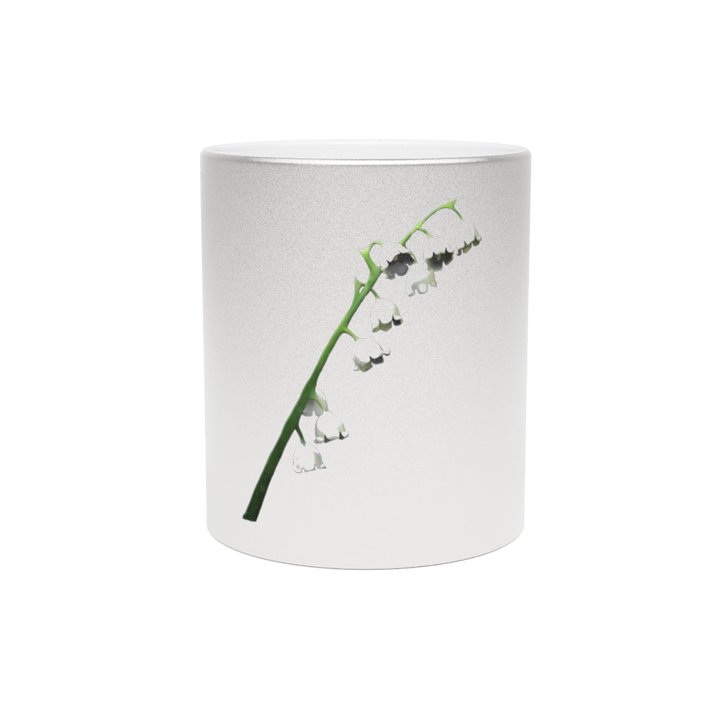 Lilly Metallic Mug in Gold and Silver finishes, showcasing personalized designs and a comfortable C-handle.