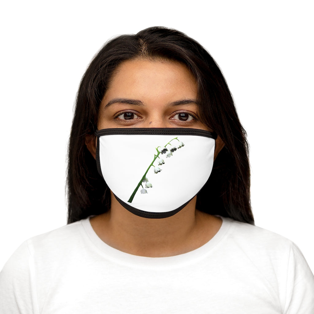 Lilly Mixed-Fabric Face Mask featuring a black outer edge and earloops, made from polyester and cotton for comfort and style.