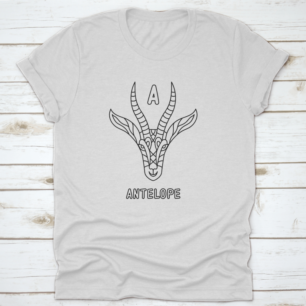 Line Art Antelope coloring page featuring the letter A, designed for kids to color and enjoy.