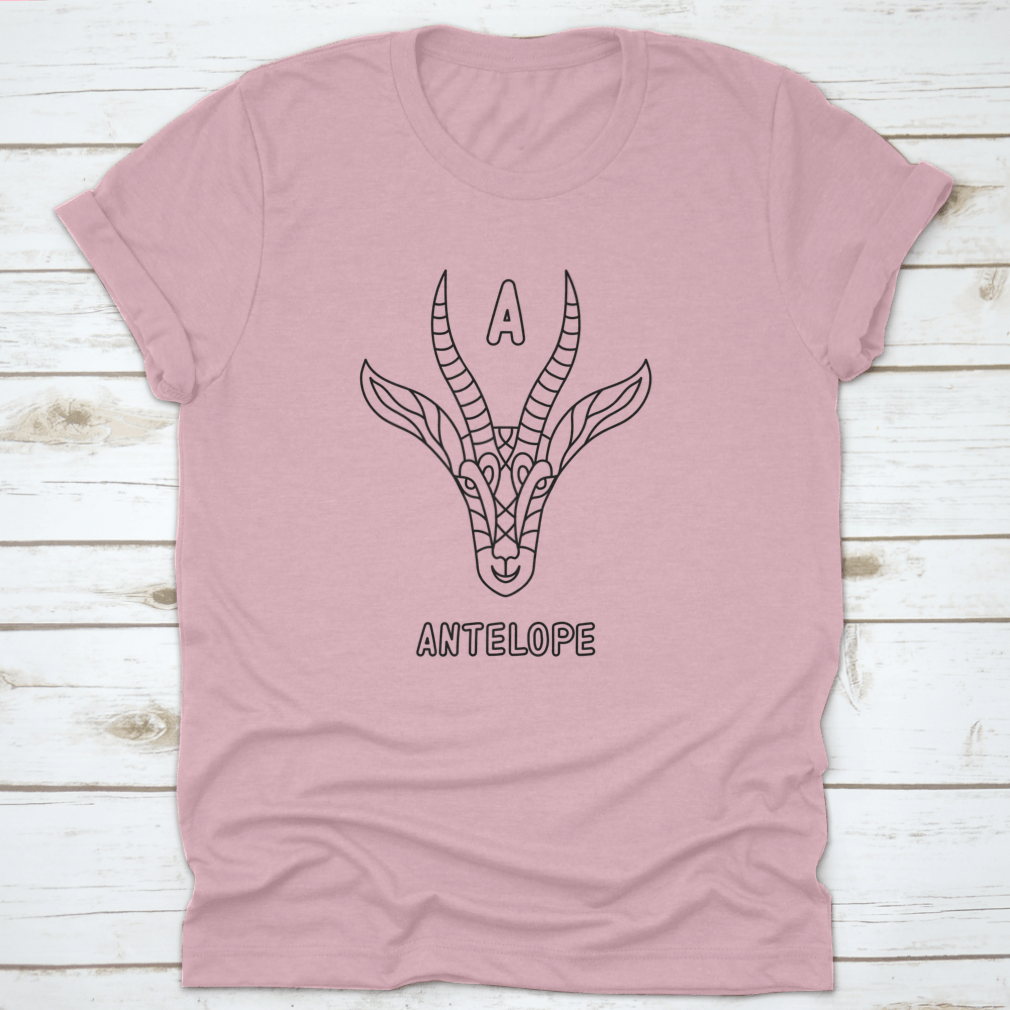Line Art Antelope coloring page featuring the letter A, designed for kids to color and enjoy.