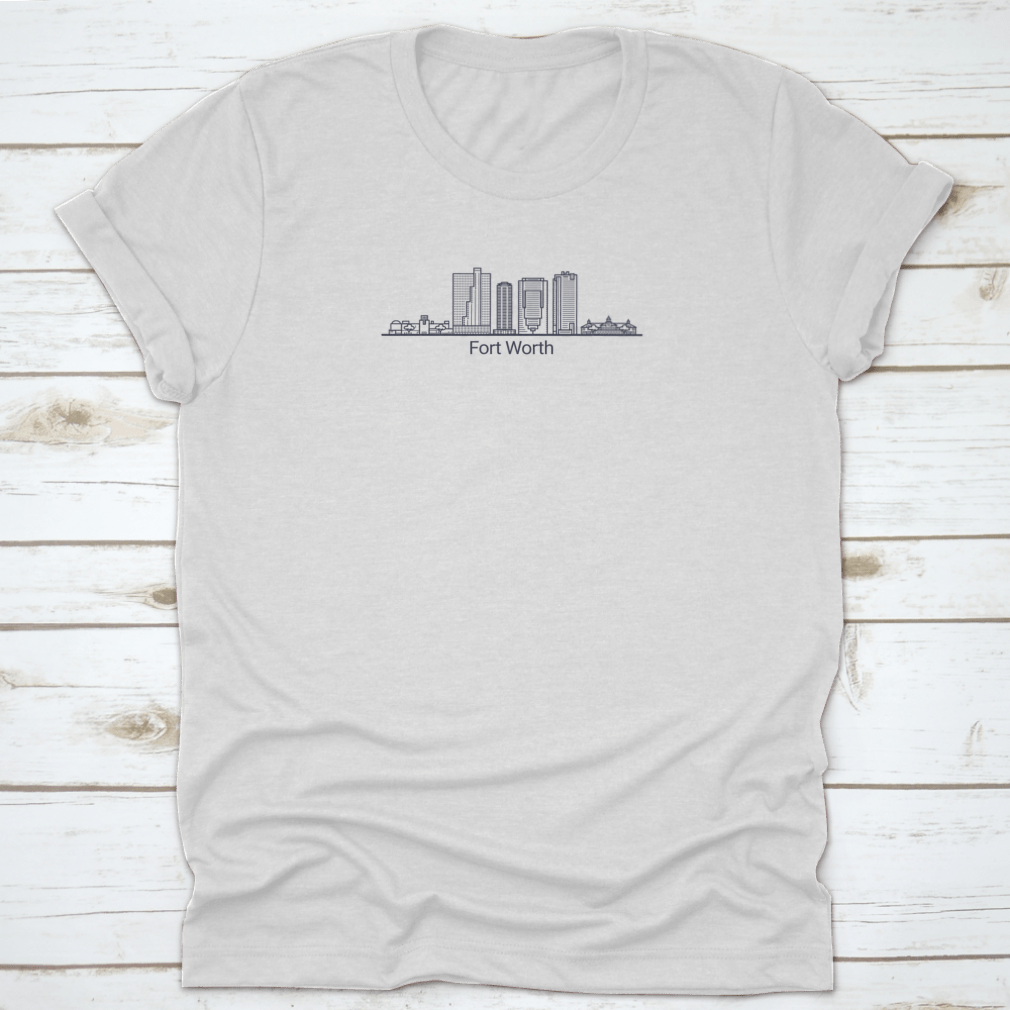Customizable Linear Banner featuring the skyline of Fort Worth City with all buildings detailed.