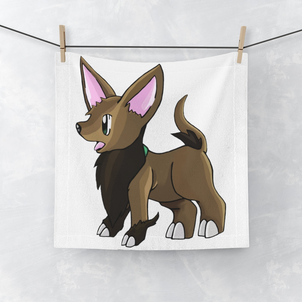 Lipgirl Face Towel featuring a vibrant one-sided print on a soft polyester blend front and absorbent cotton back, measuring 13x13 inches.