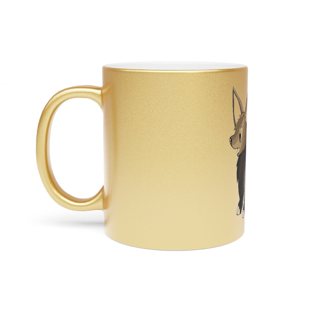 Lipgirl Metallic Mug in Gold and Silver finishes, showcasing personalized designs and a comfortable C-handle.