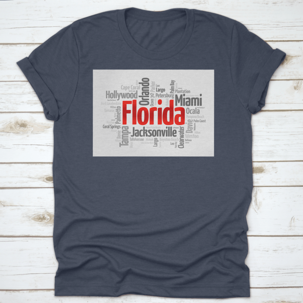 A colorful word cloud featuring various cities in Florida, showcasing the state's vibrant culture and geography.