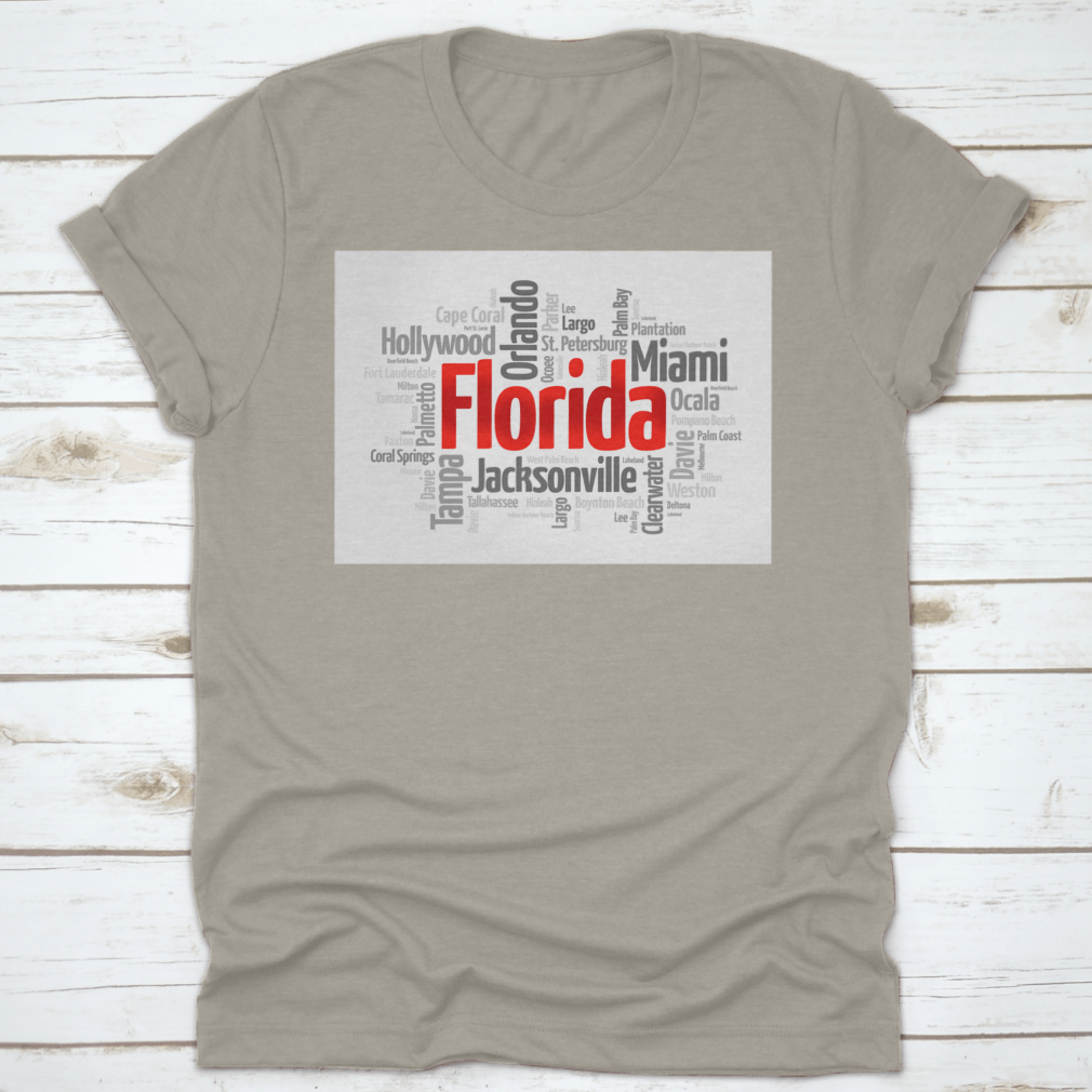 A colorful word cloud featuring various cities in Florida, showcasing the state's vibrant culture and geography.