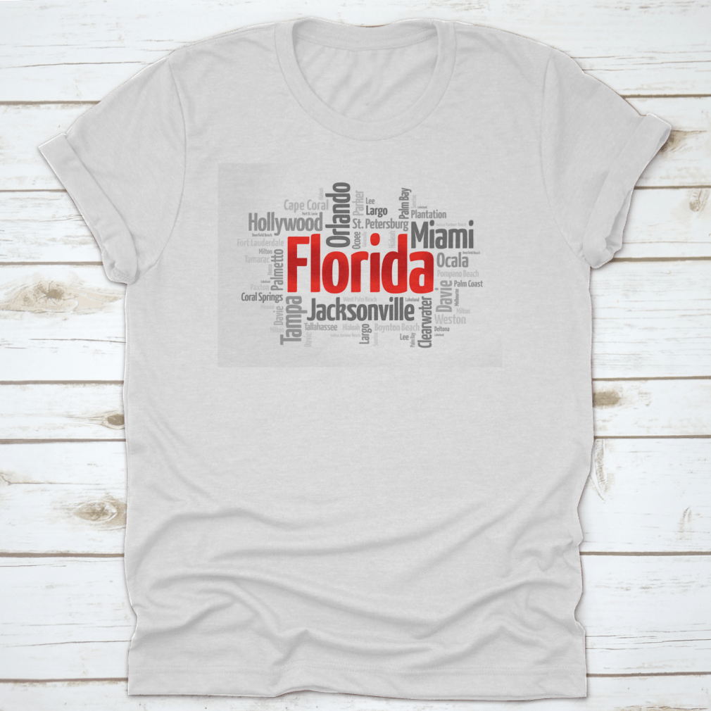 A colorful word cloud featuring various cities in Florida, showcasing the state's vibrant culture and geography.