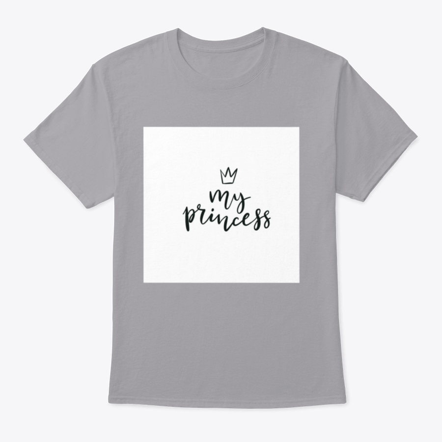 A stylish cotton t-shirt featuring a Little Princess Crown Calligraphy design, showcasing elegance and personalization.