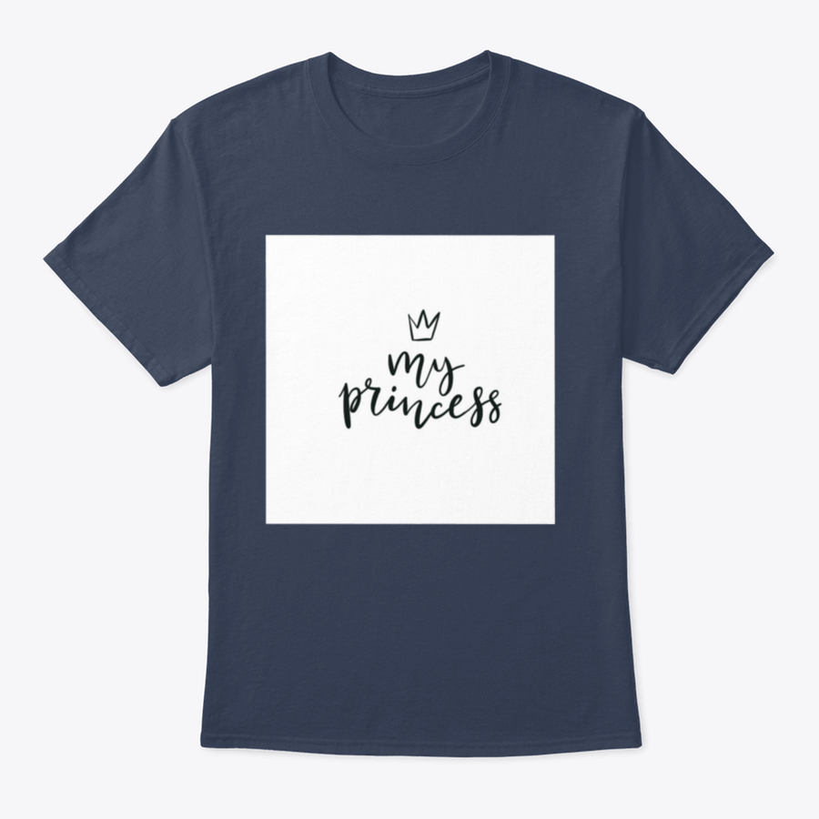 A stylish cotton t-shirt featuring a Little Princess Crown Calligraphy design, showcasing elegance and personalization.
