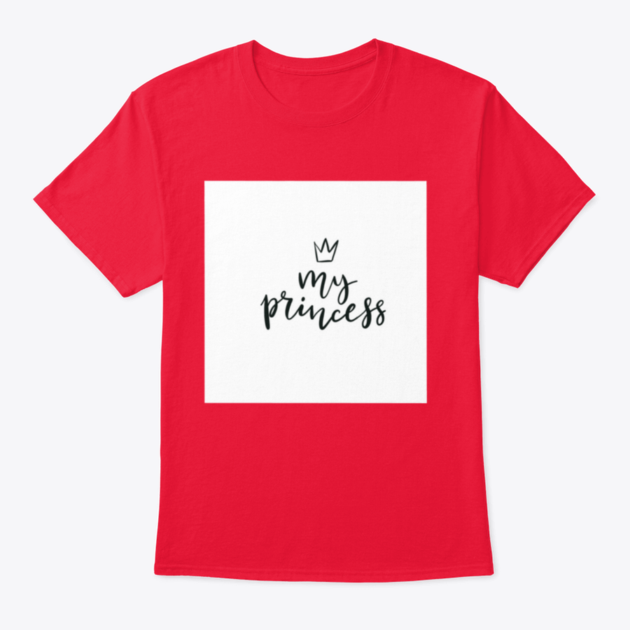 A stylish cotton t-shirt featuring a Little Princess Crown Calligraphy design, showcasing elegance and personalization.