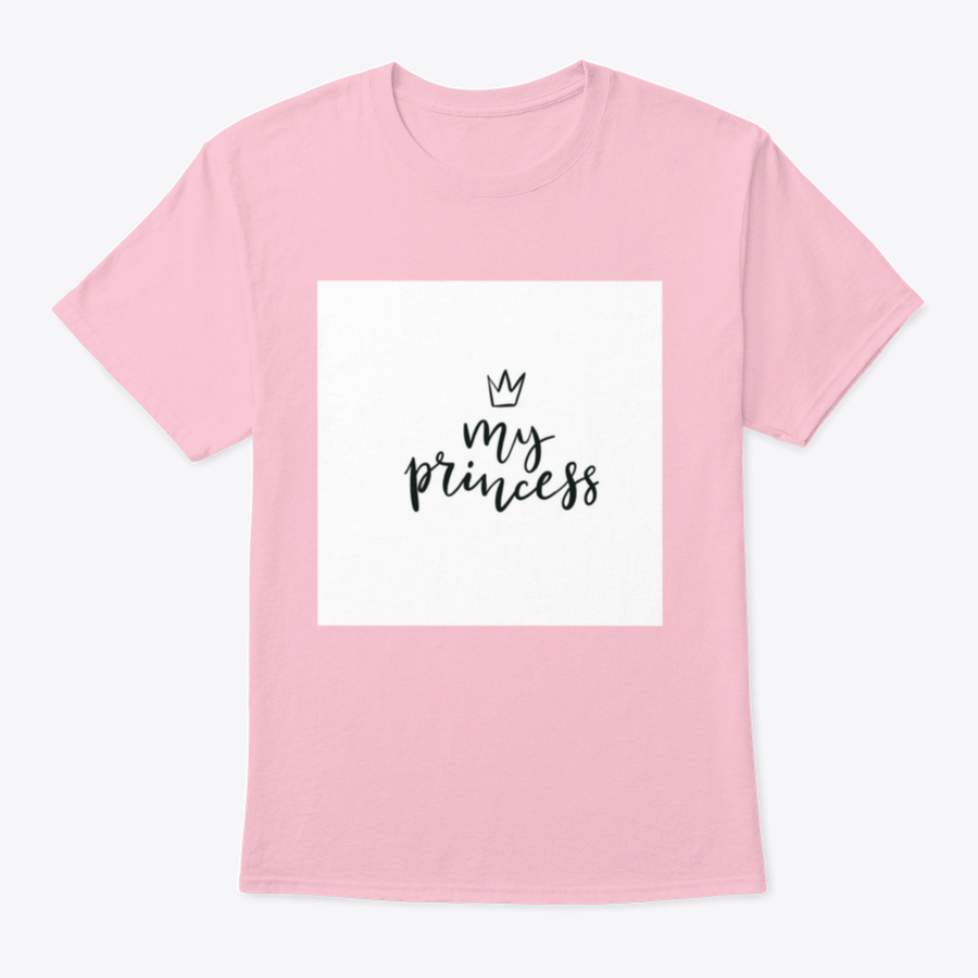 A stylish cotton t-shirt featuring a Little Princess Crown Calligraphy design, showcasing elegance and personalization.