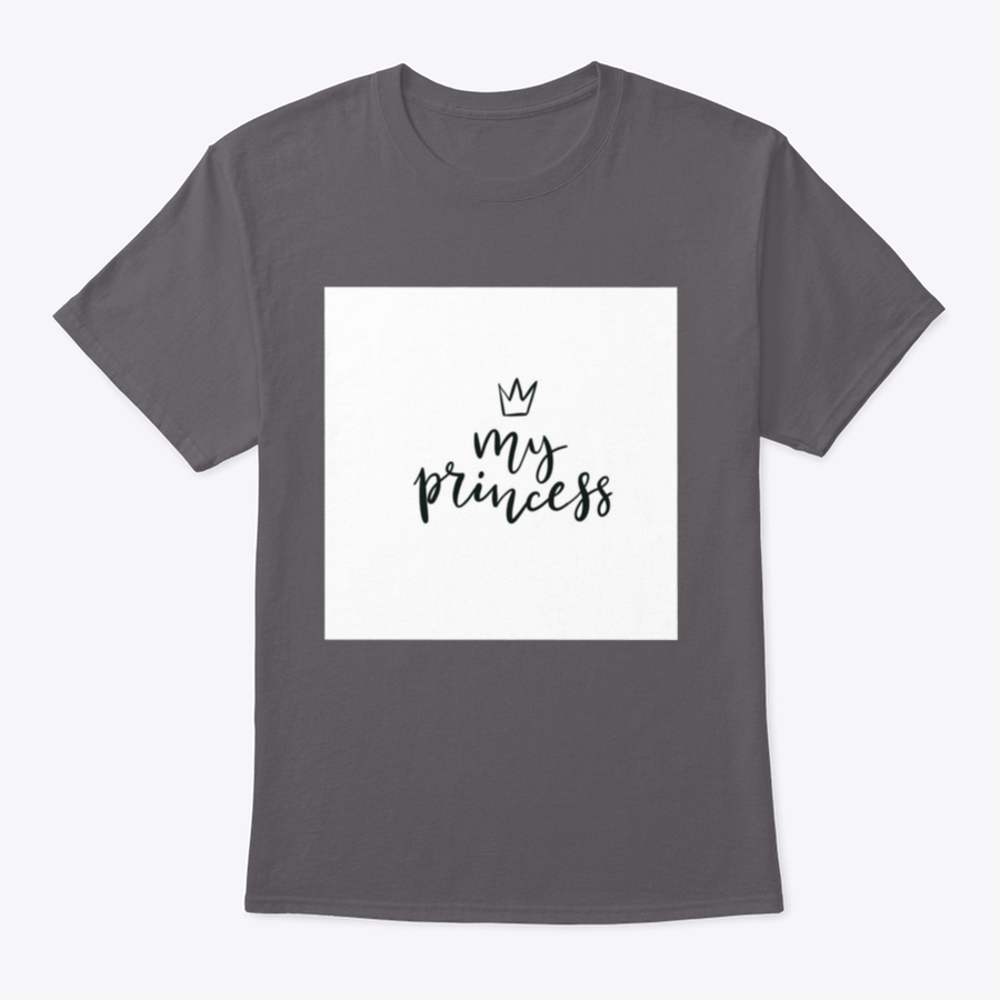 A stylish cotton t-shirt featuring a Little Princess Crown Calligraphy design, showcasing elegance and personalization.