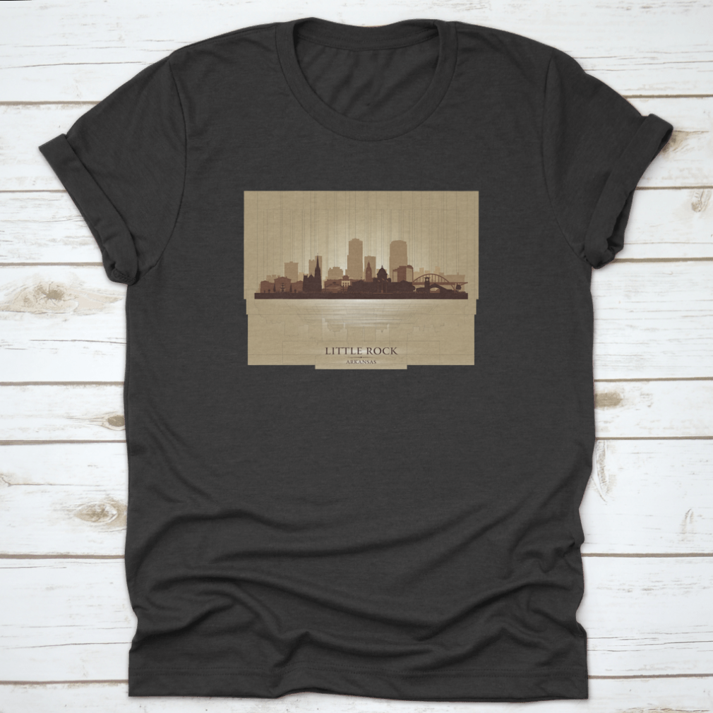 Vector silhouette illustration of the Little Rock Arkansas city skyline, showcasing iconic buildings and structures in a stylish design.