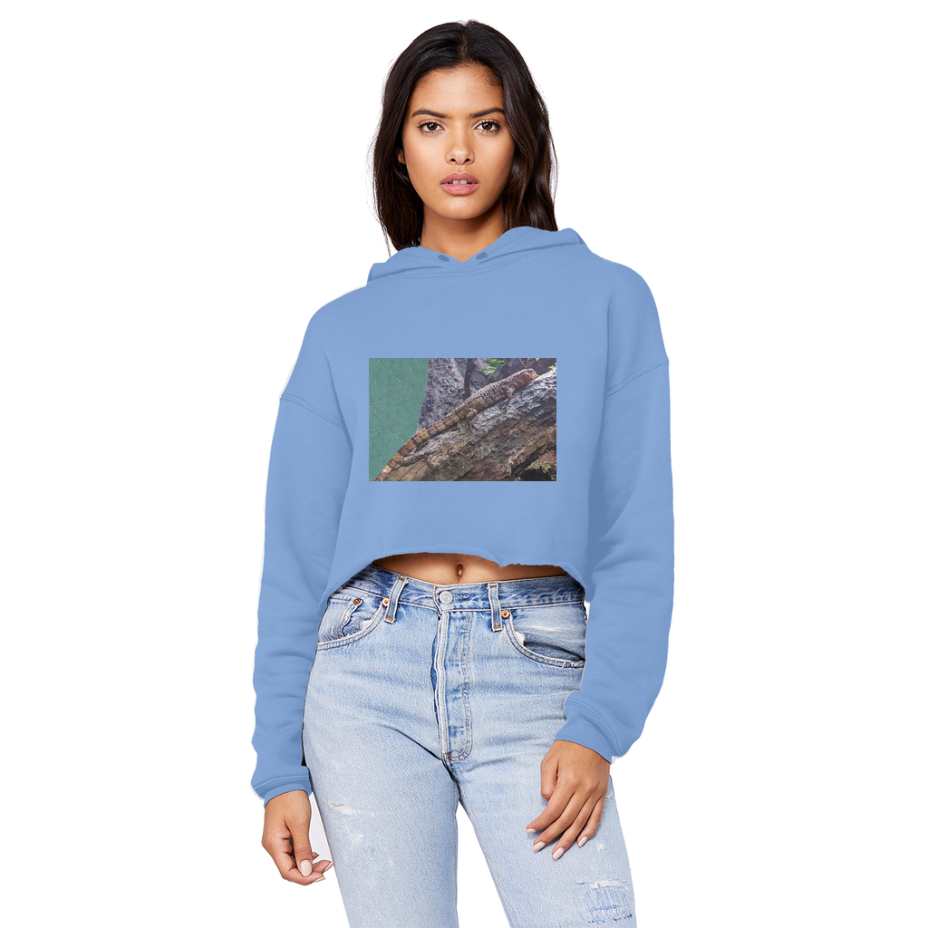 Lizard Unisex Cropped Raw Edge Boyfriend Hoodie in various colors, showcasing its relaxed fit and stylish design.