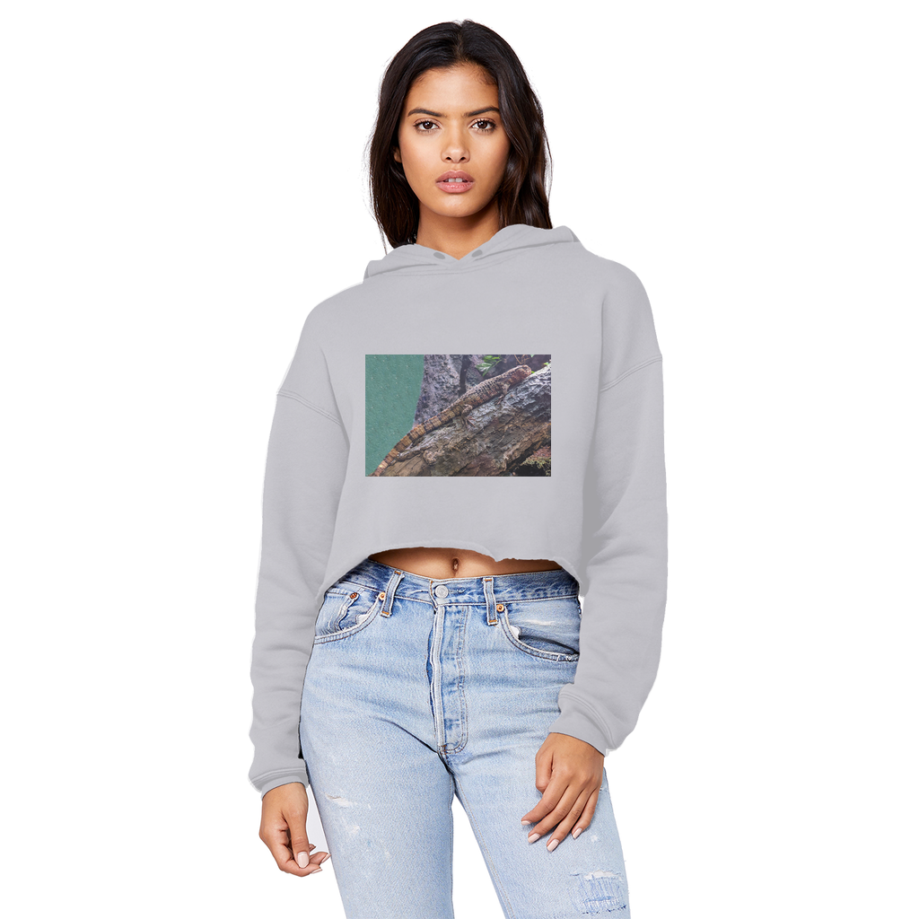 Lizard Unisex Cropped Raw Edge Boyfriend Hoodie in various colors, showcasing its relaxed fit and stylish design.