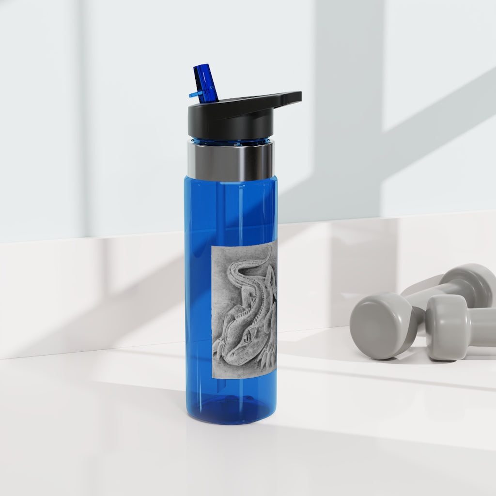 Lizzy the Lizard Kensington Tritan™ Sport Bottle in vibrant colors with a carabiner hook, showcasing its sleek design and spill-resistant lid.