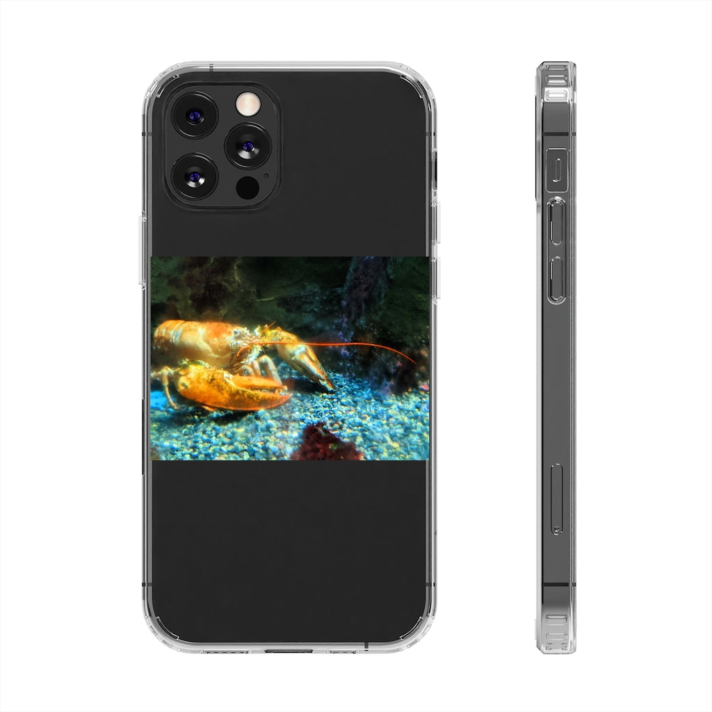 Lobster Clear Case showcasing a crystal clear polycarbonate design with cushioned TPU edges, protecting a smartphone.