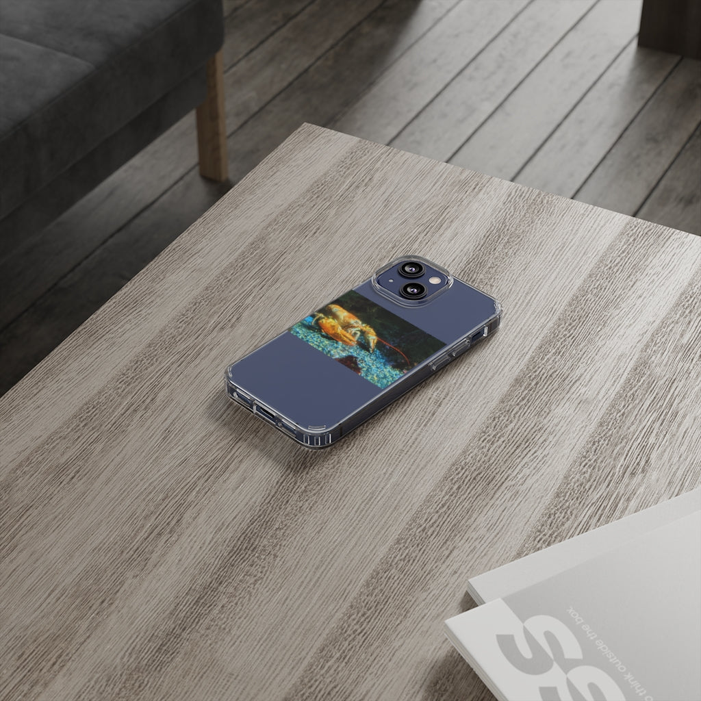 Lobster Clear Case showcasing a crystal clear polycarbonate design with cushioned TPU edges, protecting a smartphone.