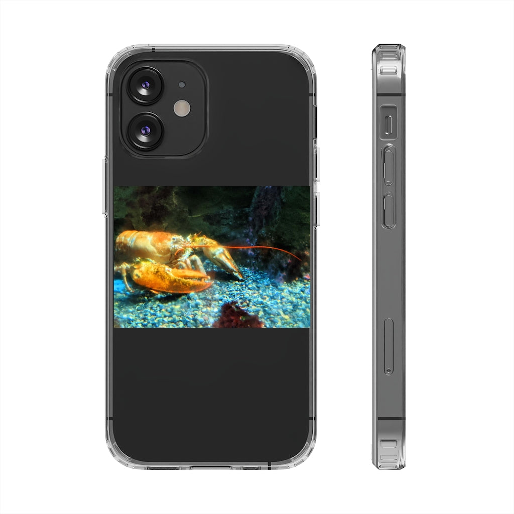 Lobster Clear Case showcasing a crystal clear polycarbonate design with cushioned TPU edges, protecting a smartphone.