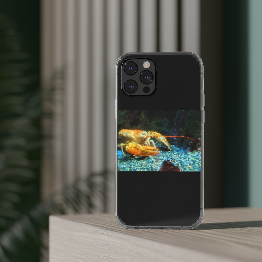 Lobster Clear Case showcasing a crystal clear polycarbonate design with cushioned TPU edges, protecting a smartphone.