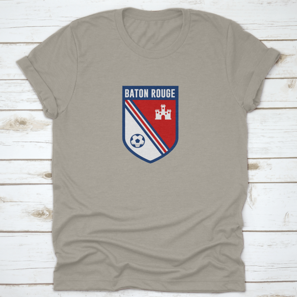 Baton Rouge soccer team logo t-shirt in Sport Grey, showcasing its classic fit and quality fabric.
