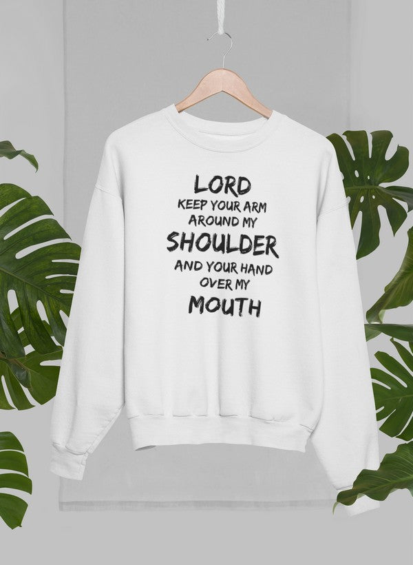 Cozy Lord Keep Your Arm Around My Shoulder Sweat Shirt featuring a unique artistic design, perfect for casual wear.