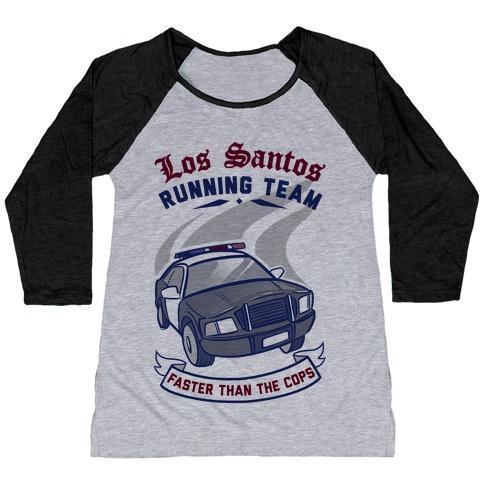 Los Santos Women's Tri-Blend Baseball Tee with three-quarter sleeves and scoop neck in contrasting colors.