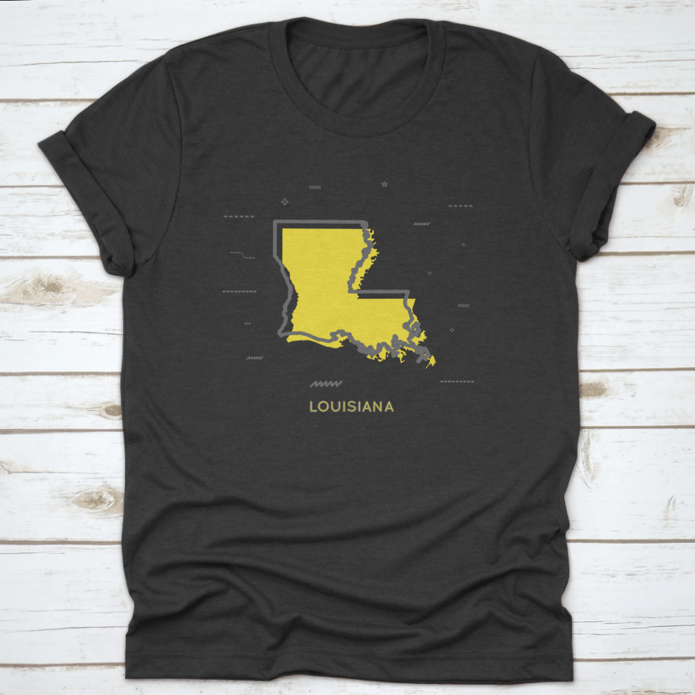 A detailed thin line style map of Louisiana, showcasing its unique shape and features, designed for art and decor enthusiasts.