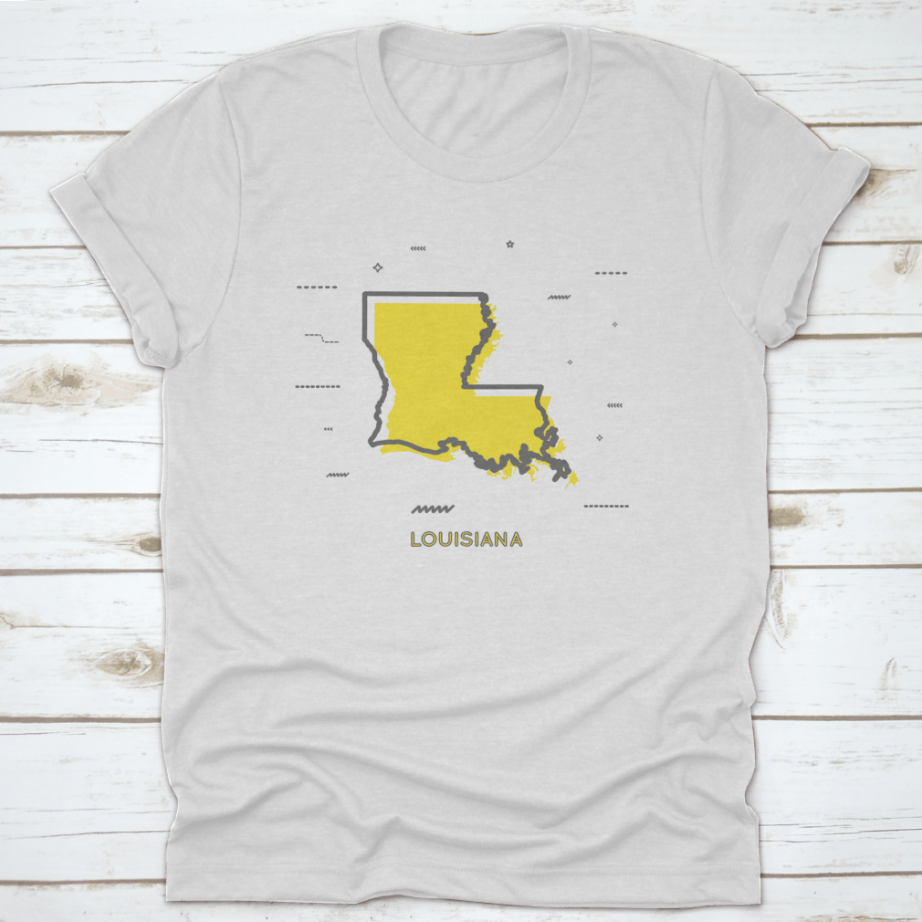 A detailed thin line style map of Louisiana, showcasing its unique shape and features, designed for art and decor enthusiasts.