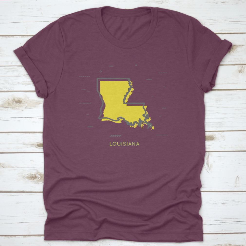 A detailed thin line style map of Louisiana, showcasing its unique shape and features, designed for art and decor enthusiasts.