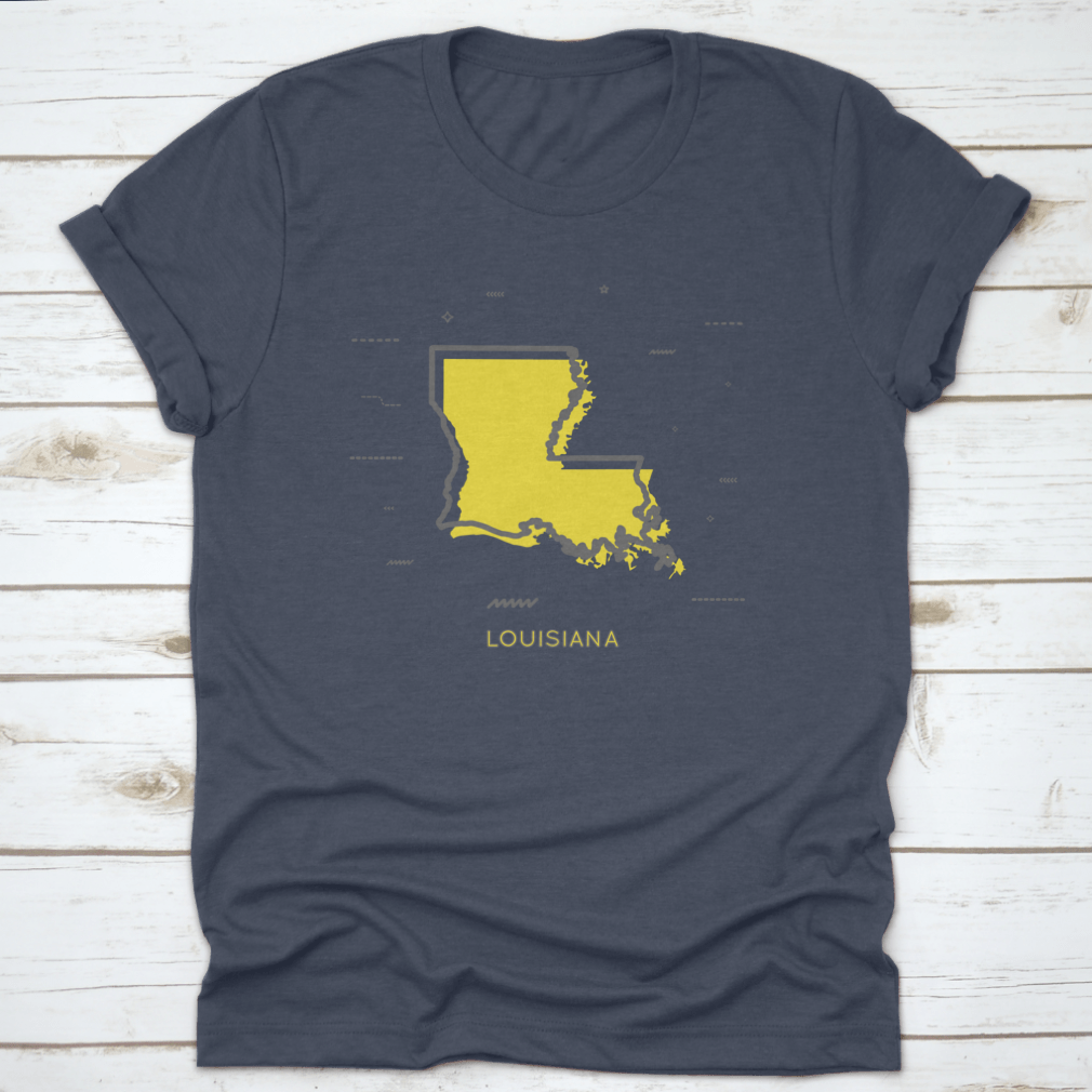 A detailed thin line style map of Louisiana, showcasing its unique shape and features, designed for art and decor enthusiasts.