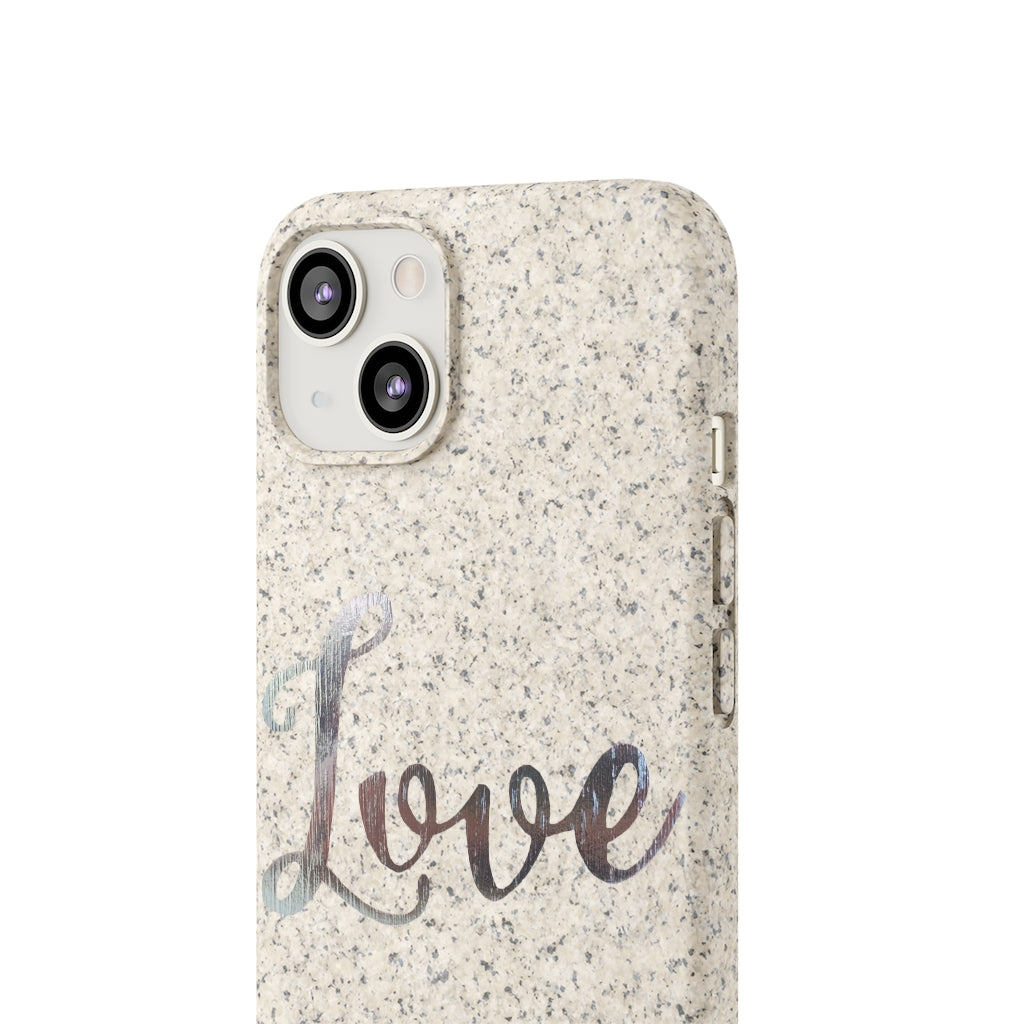 Love Biodegradable Case made from eco-friendly materials, featuring a slim design and precise cutouts for connectivity.