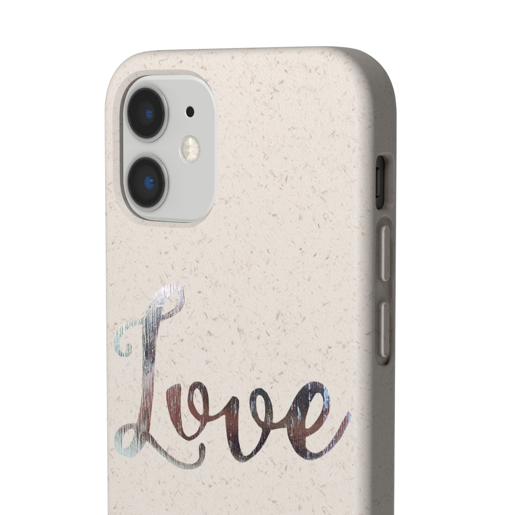 Love Biodegradable Case made from eco-friendly materials, featuring a slim design and precise cutouts for connectivity.