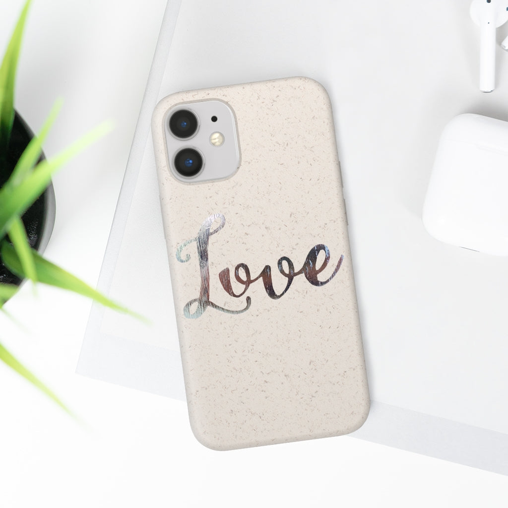 Love Biodegradable Case made from eco-friendly materials, featuring a slim design and precise cutouts for connectivity.