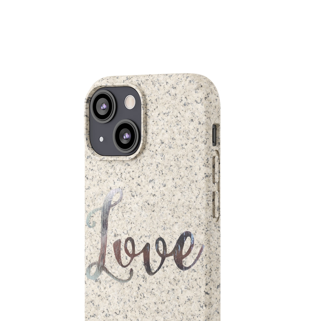 Love Biodegradable Case made from eco-friendly materials, featuring a slim design and precise cutouts for connectivity.