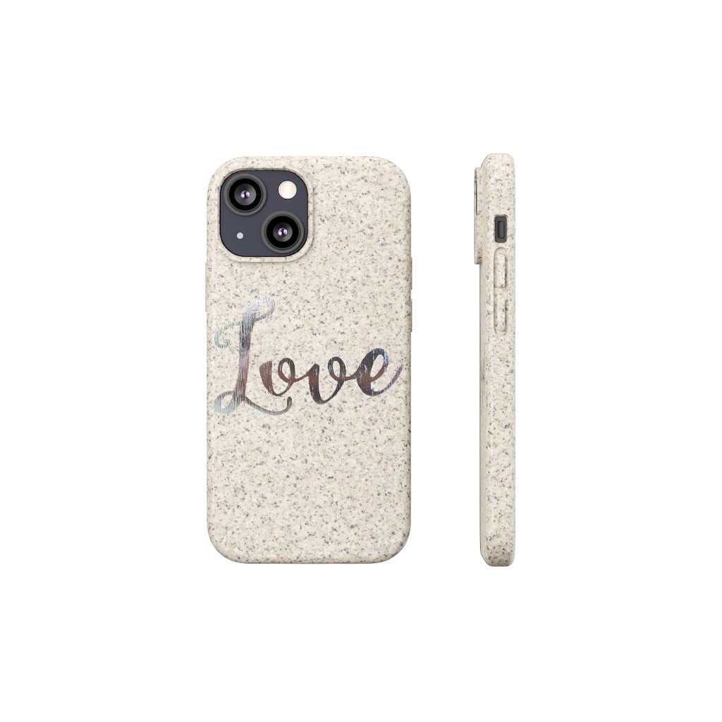 Love Biodegradable Case made from eco-friendly materials, featuring a slim design and precise cutouts for connectivity.