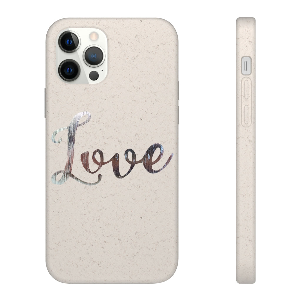 Love Biodegradable Case made from eco-friendly materials, featuring a slim design and precise cutouts for connectivity.