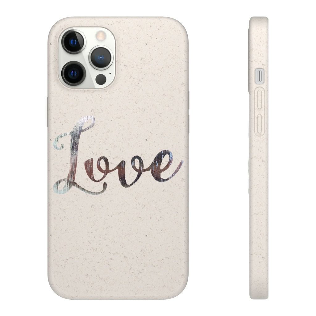 Love Biodegradable Case made from eco-friendly materials, featuring a slim design and precise cutouts for connectivity.