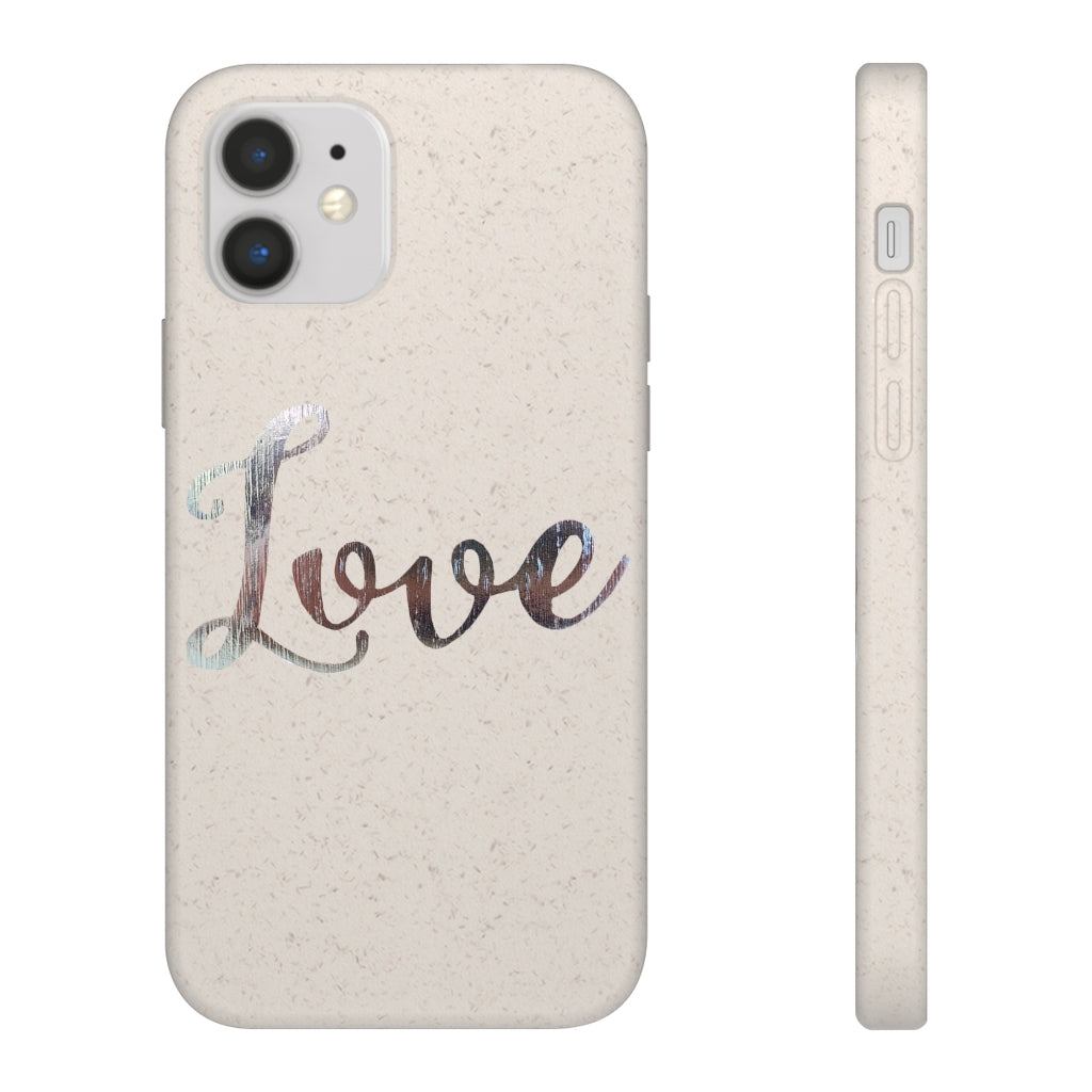 Love Biodegradable Case made from eco-friendly materials, featuring a slim design and precise cutouts for connectivity.