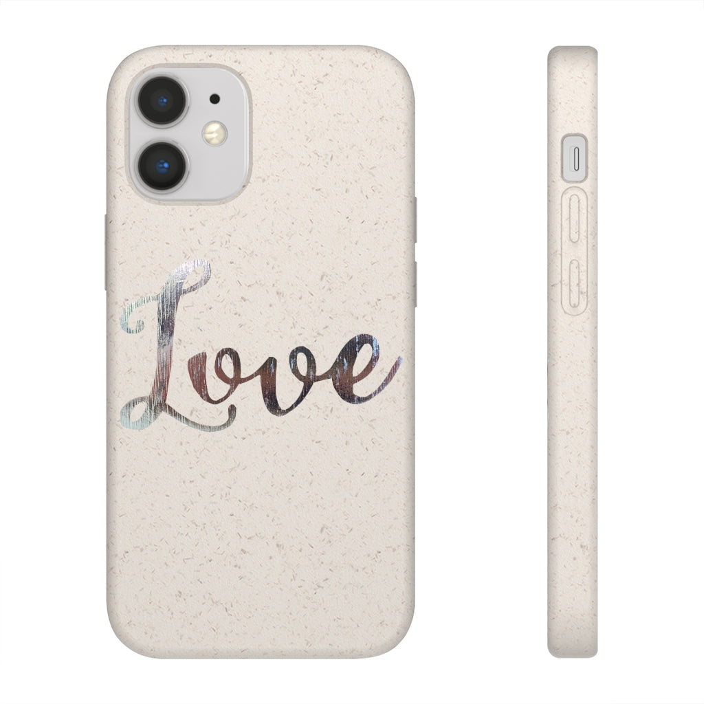 Love Biodegradable Case made from eco-friendly materials, featuring a slim design and precise cutouts for connectivity.