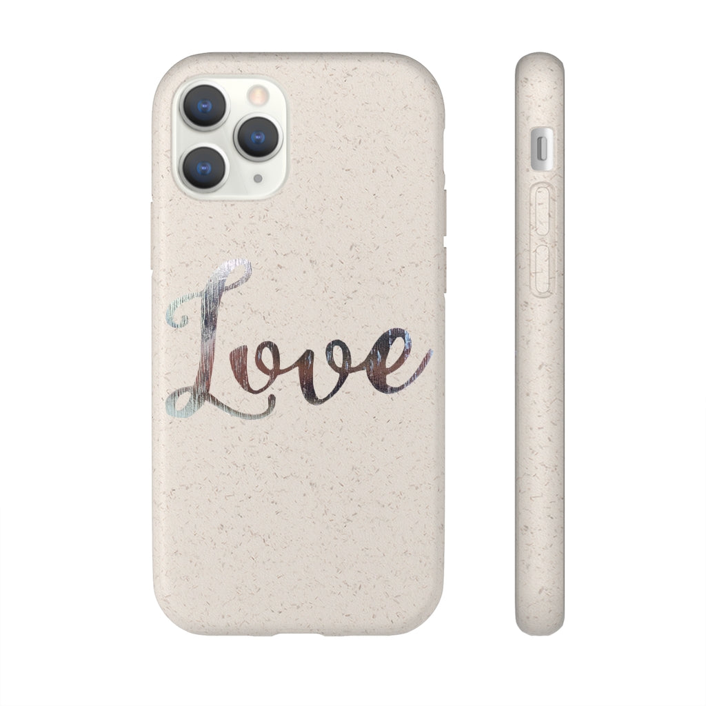 Love Biodegradable Case made from eco-friendly materials, featuring a slim design and precise cutouts for connectivity.