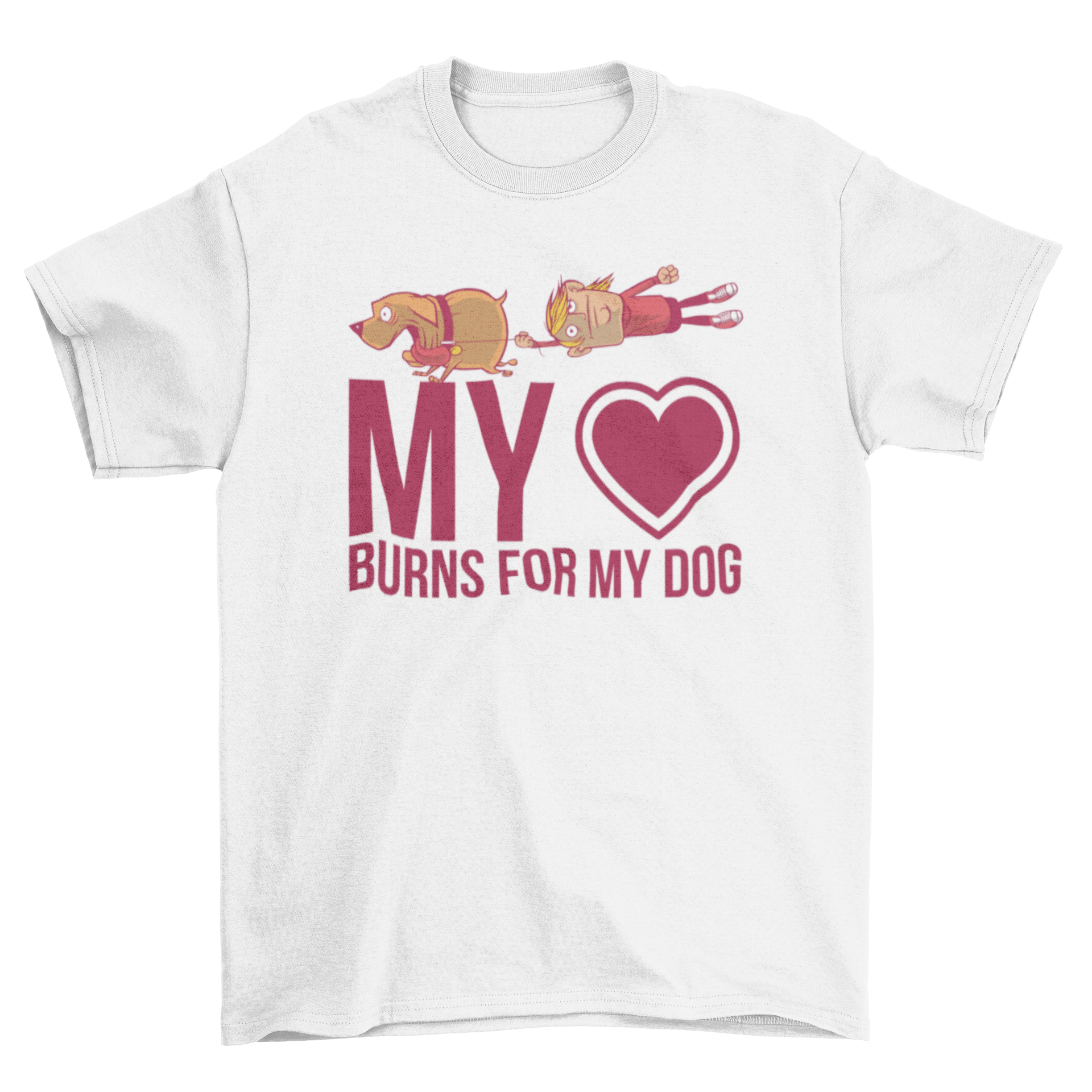 Love My Dog Quote T-shirt featuring a dog running with its owner and a heartfelt quote.