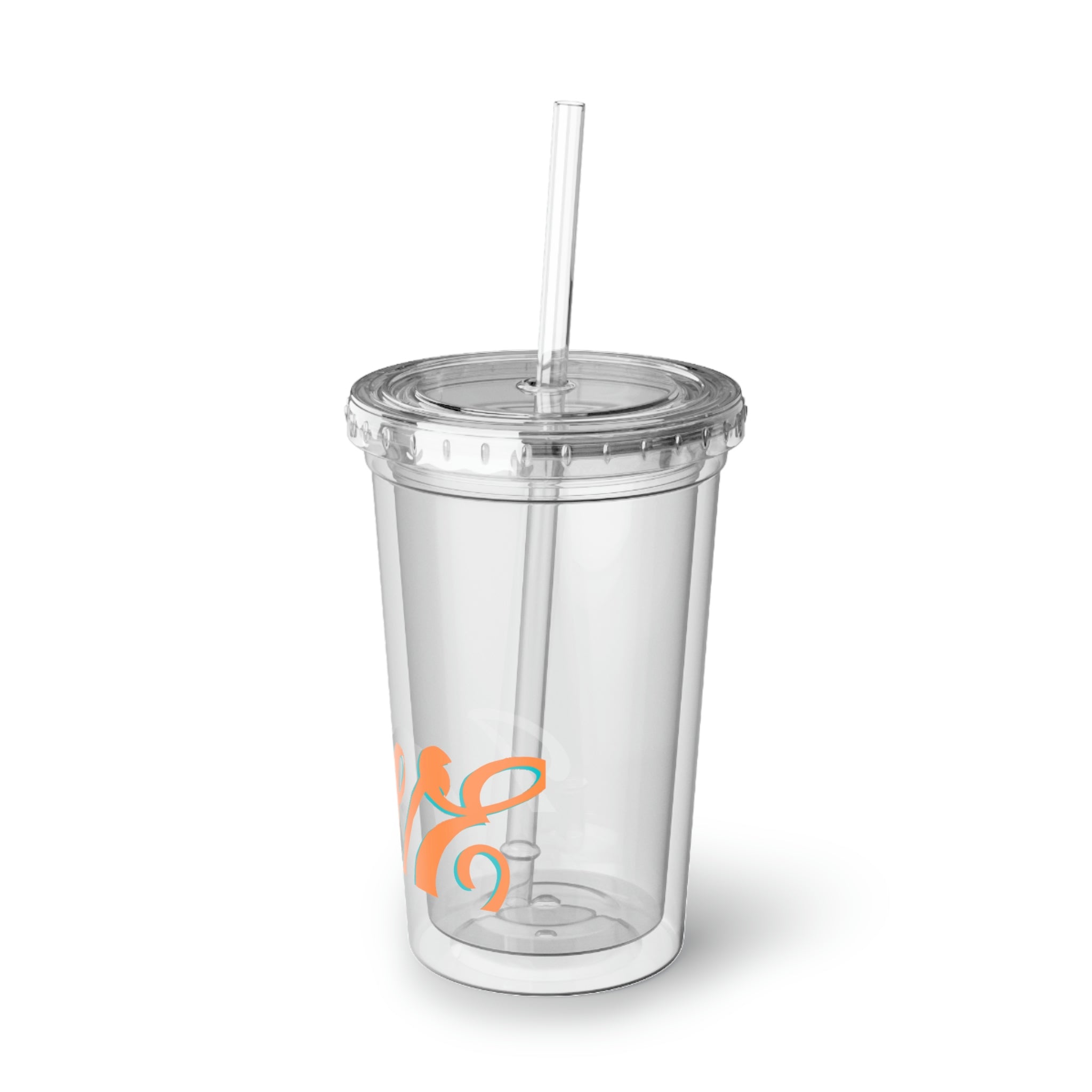 Love Suave Acrylic Cup with double-wall insulation, featuring a vibrant custom design and a straw.