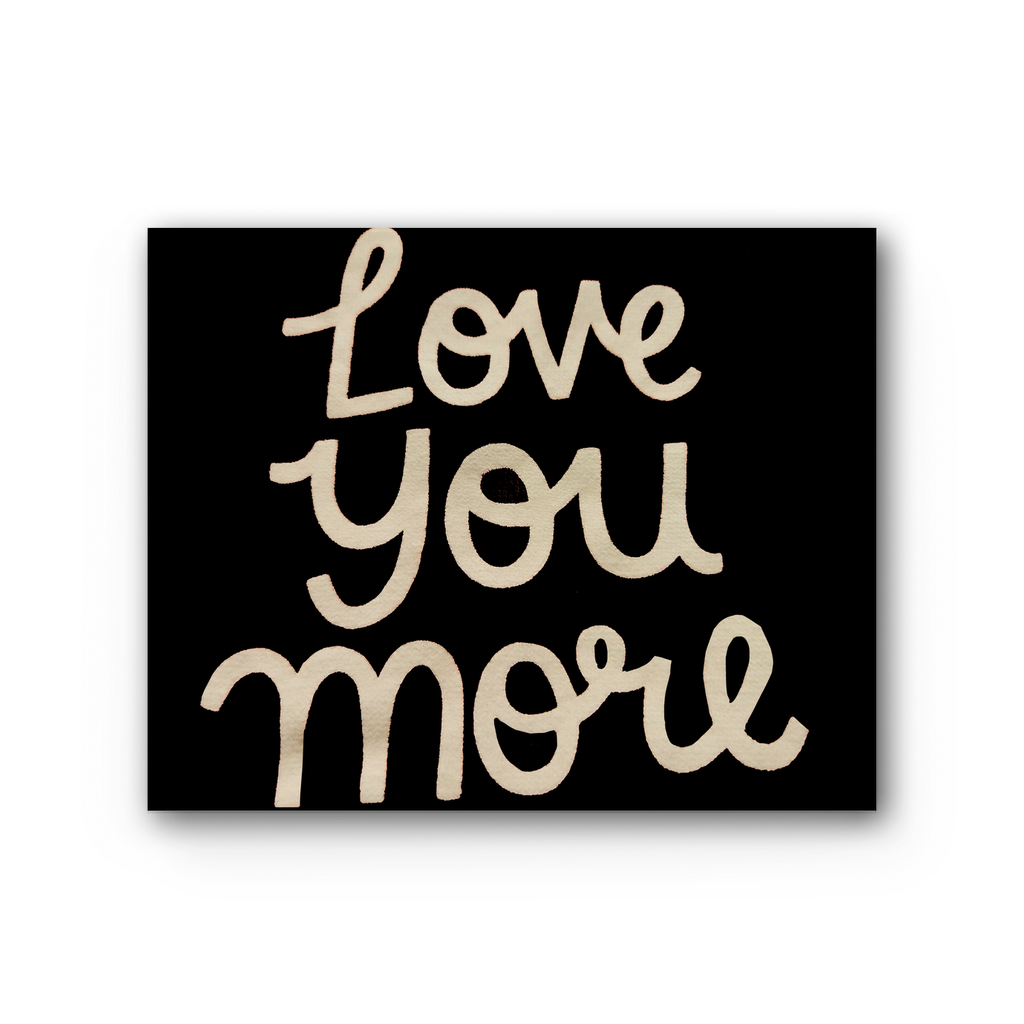 Love You More Premium Stretched Canvas artwork featuring vibrant colors on a satin-matte cotton canvas, framed with pine stretcher bars.